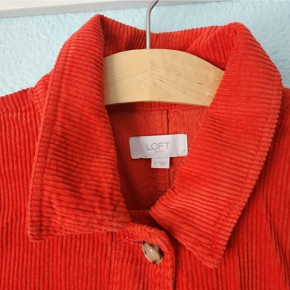 LOFT corduroy button front pockets boxi long sleeve shaket - Picture 6 of 13